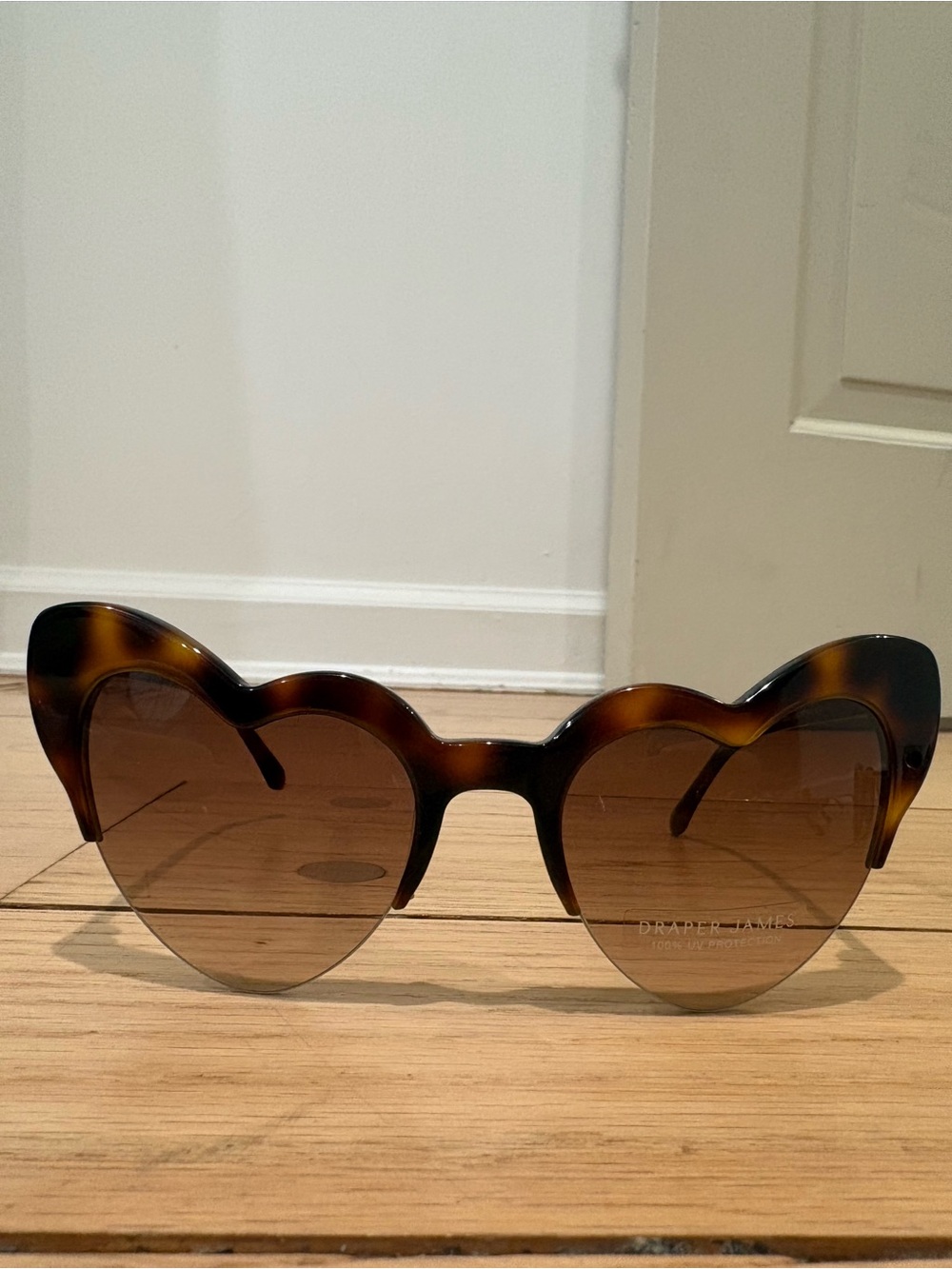Draper James Tortoiseshell Heart-Shaped Sunglasses with Brown Lenses